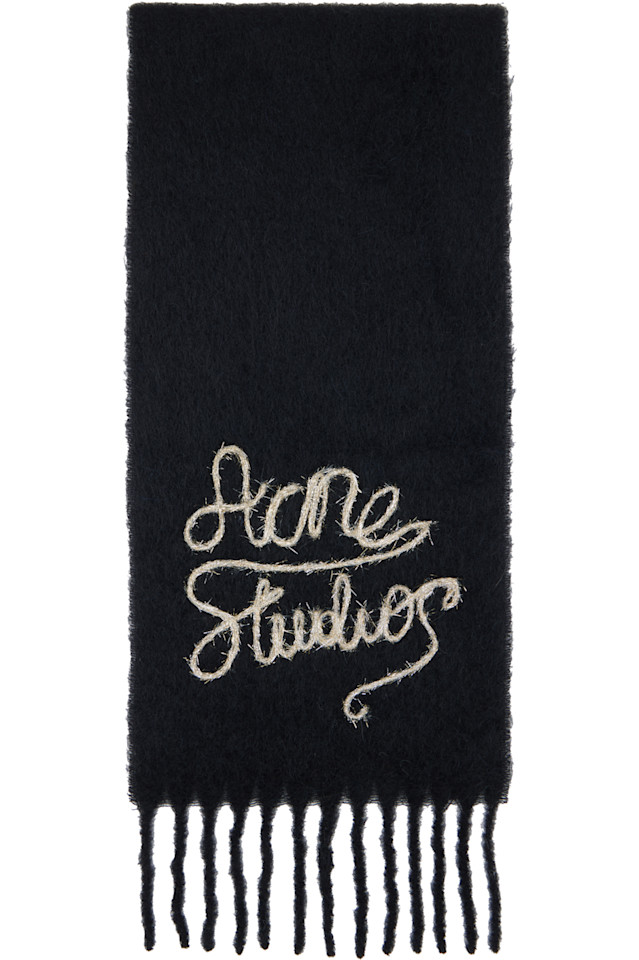 

Шерстяной шарф с логотипом Acne Studios, черный