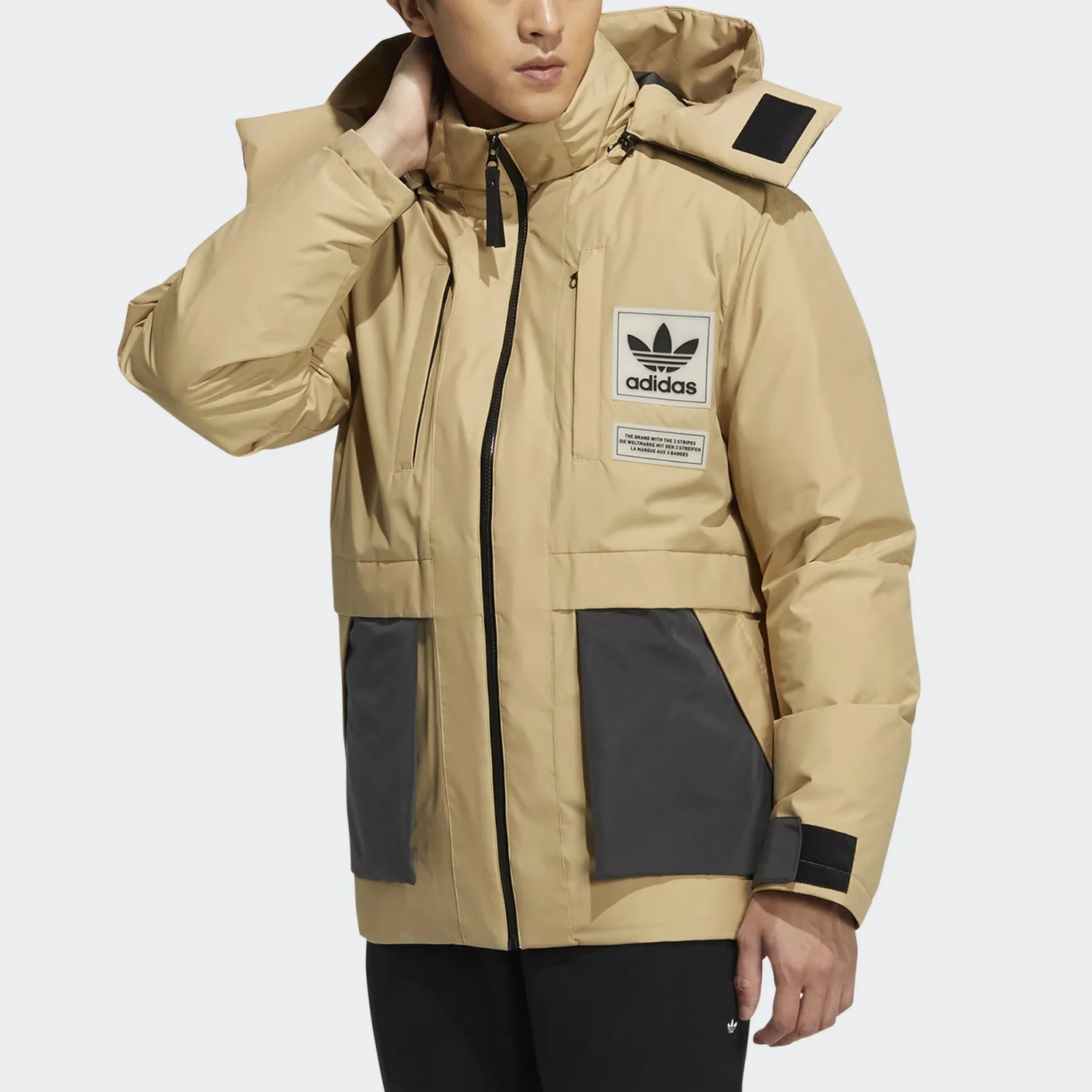 Adidas Originals Куртка пуховая зимняя мужская ecru из коллекции Trefoil — фото 4