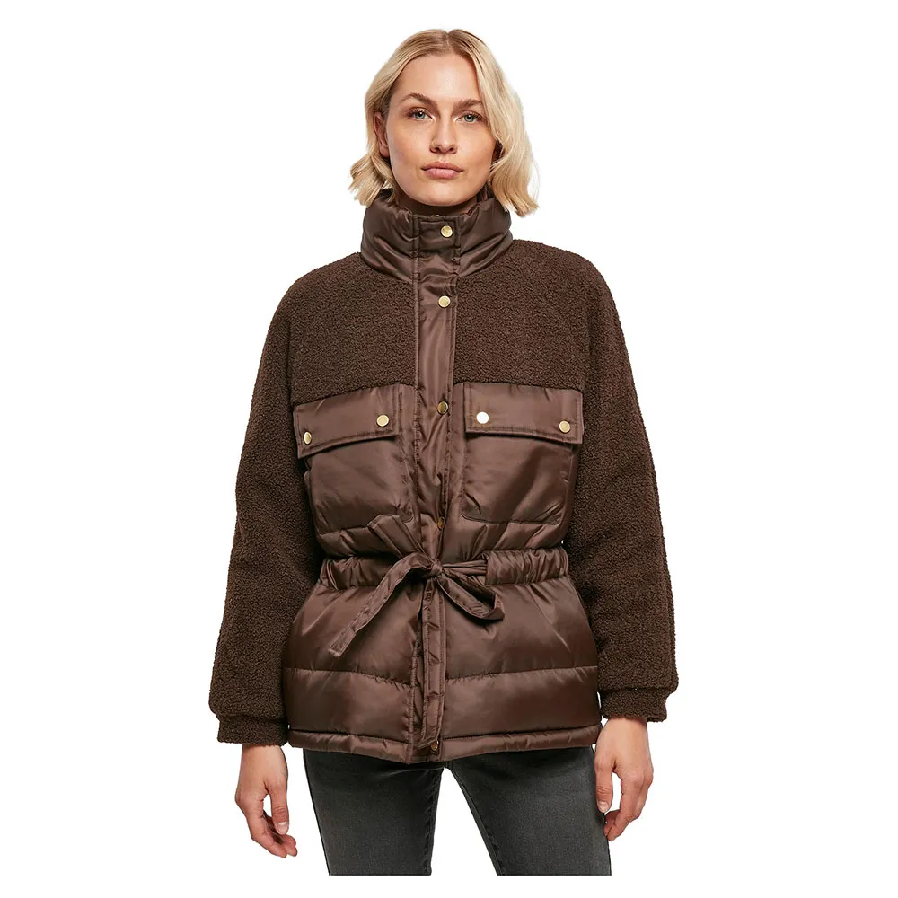 

Куртка Urban Classics Sherpa Mix Puffer Big, коричневый
