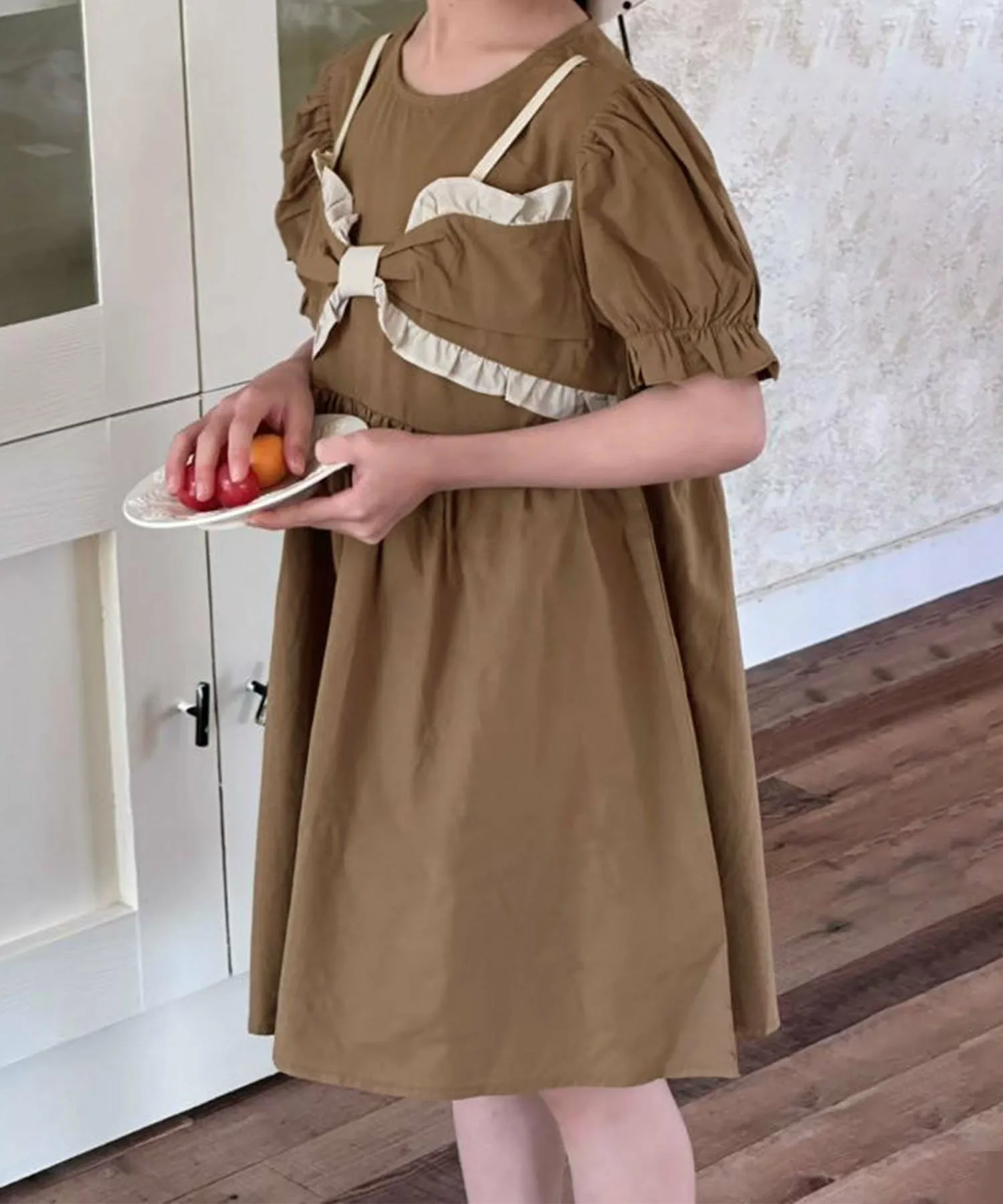 Платье в стиле пистье Aimoha Kids, coffee