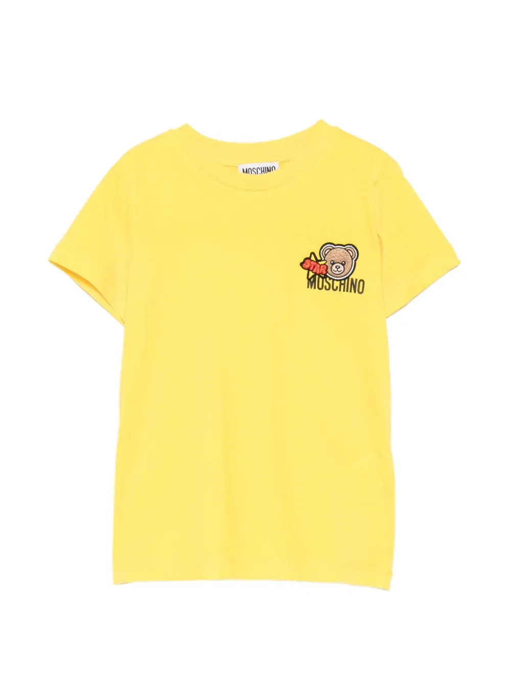 Футболка с короткими рукавами и вышитым логотипом Moschino Kids, желтый