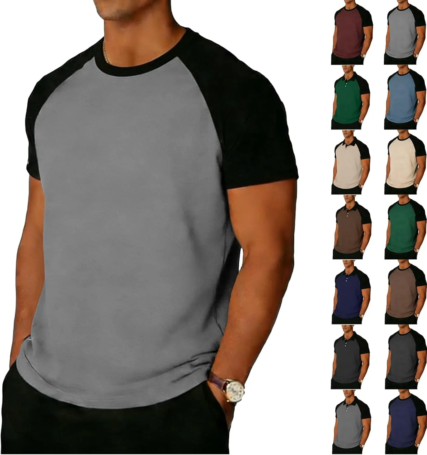 

Мужская футболка с коротким рукавом casual patchwork, летняя, regular fit