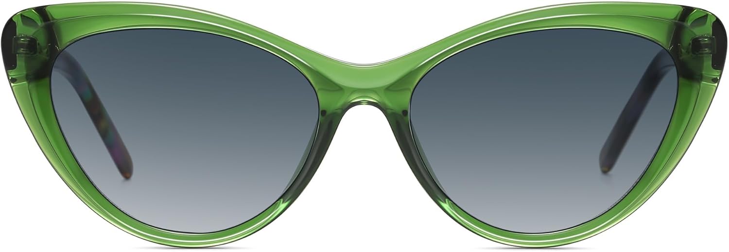 

Женские солнцезащитные очки SOJOS из ацетата в форме «кошачий глаз», ручная работа, поляризованные, в стиле ретро, ​​легкие, модные, 90-е, защита от ультрафиолета UV400, модель SJ3114, Green/Grading Grey