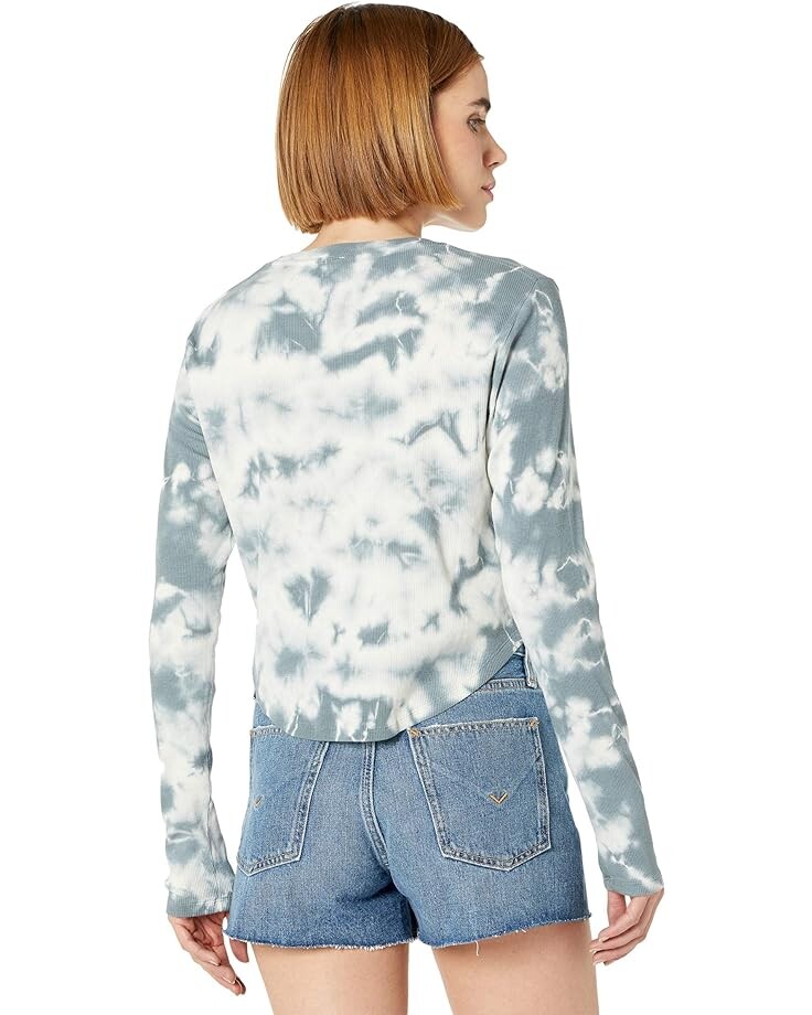 

Футболка bobi Los Angeles Tie-Dye Rib Long Sleeve Cropped T-Shirt, цвет Overcast