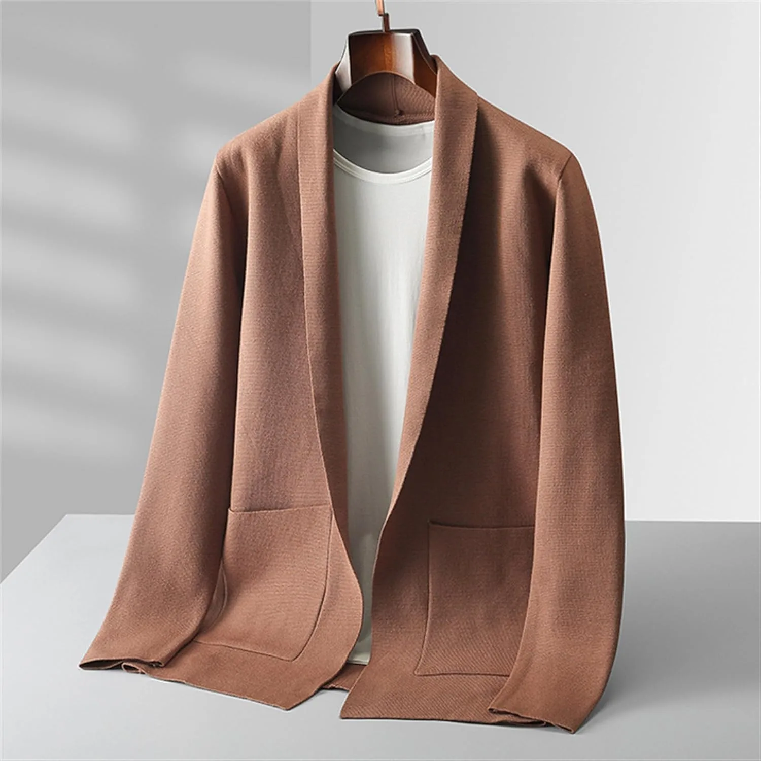 Мужской кардиган с лацканом и карманами, Slim Fit — фото 2
