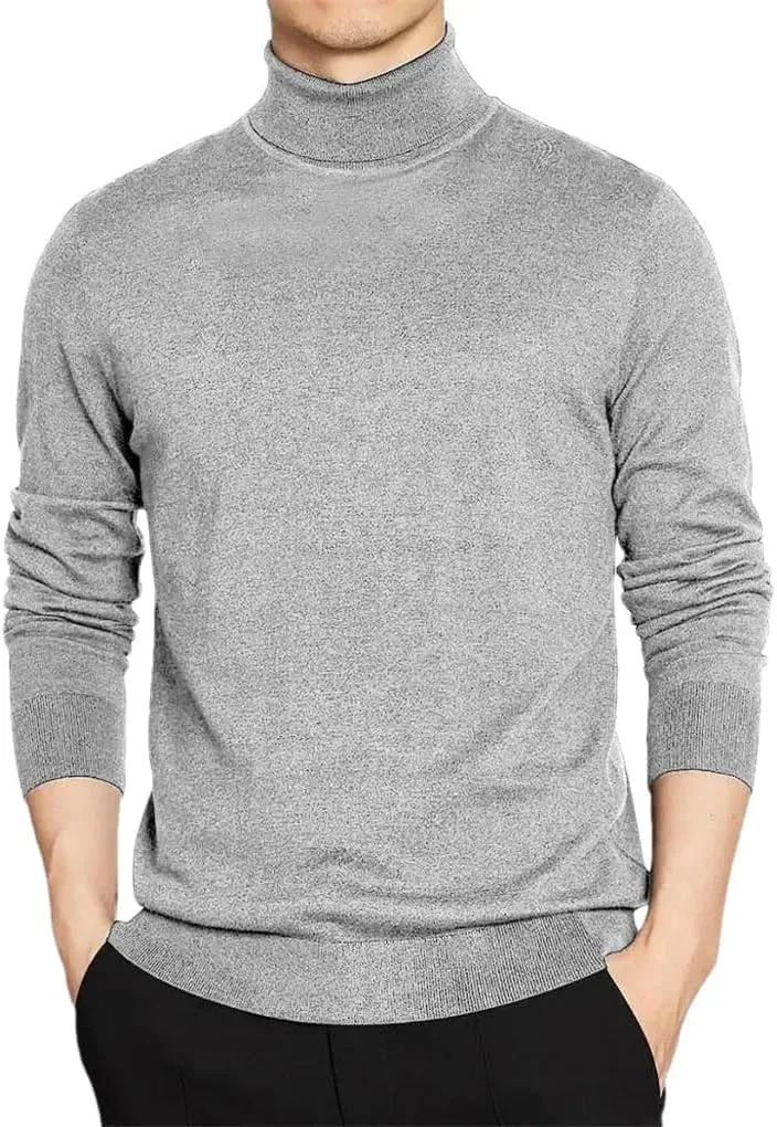 

Мужской базовый однотонный водолазный теплый свободный свитер