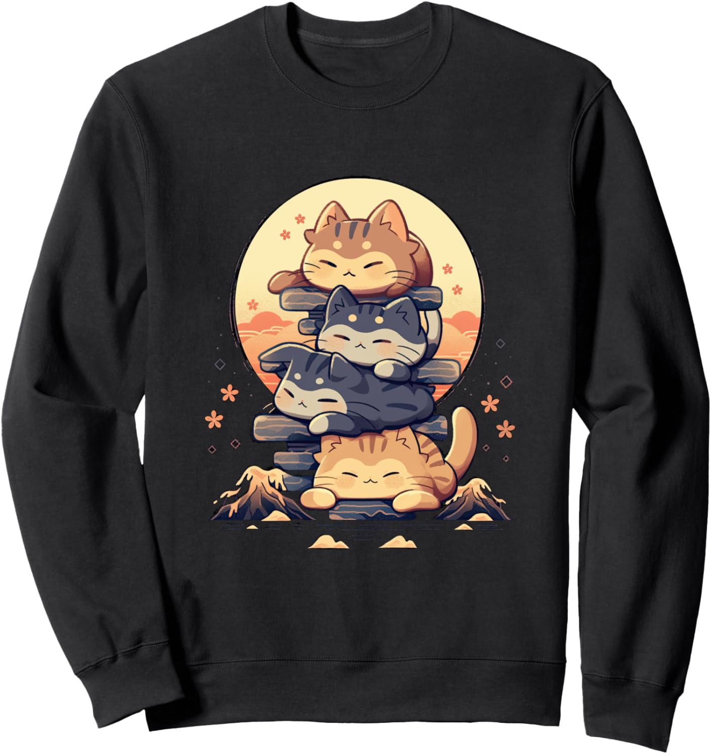 

Японская спящая кошка, милый котенок, аниме, кавайная толстовка Japanese Otaku Sweet Cat, черный