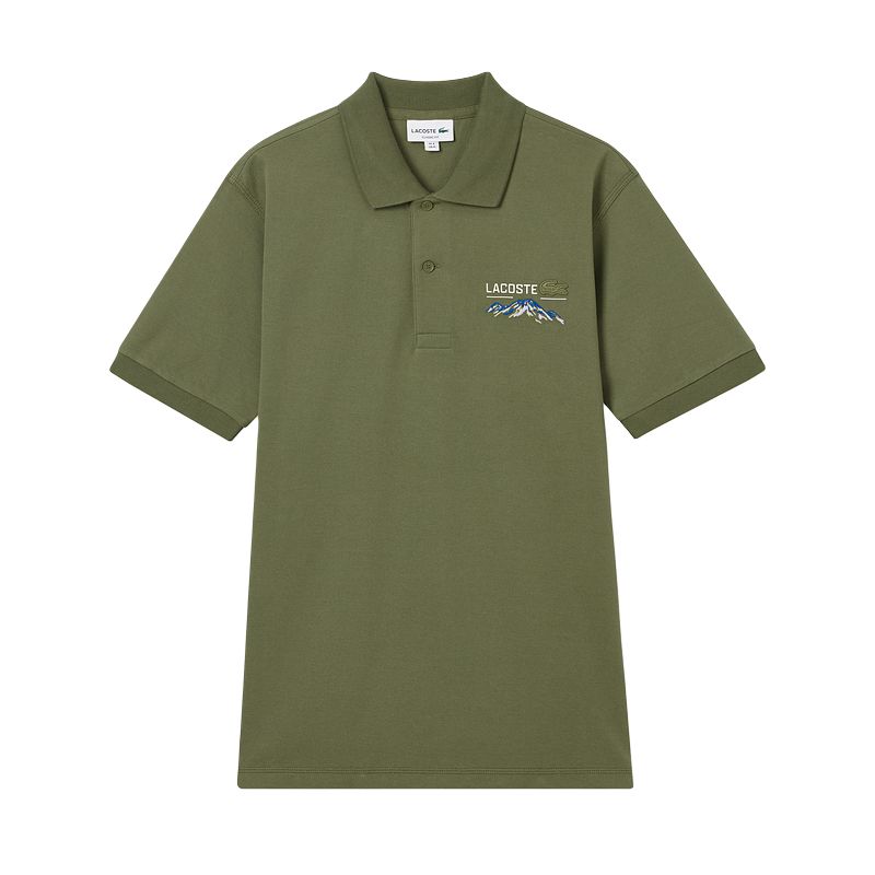 

Поло с вышитым логотипом LACOSTE, оливковый, Зеленый, Поло с вышитым логотипом LACOSTE, оливковый