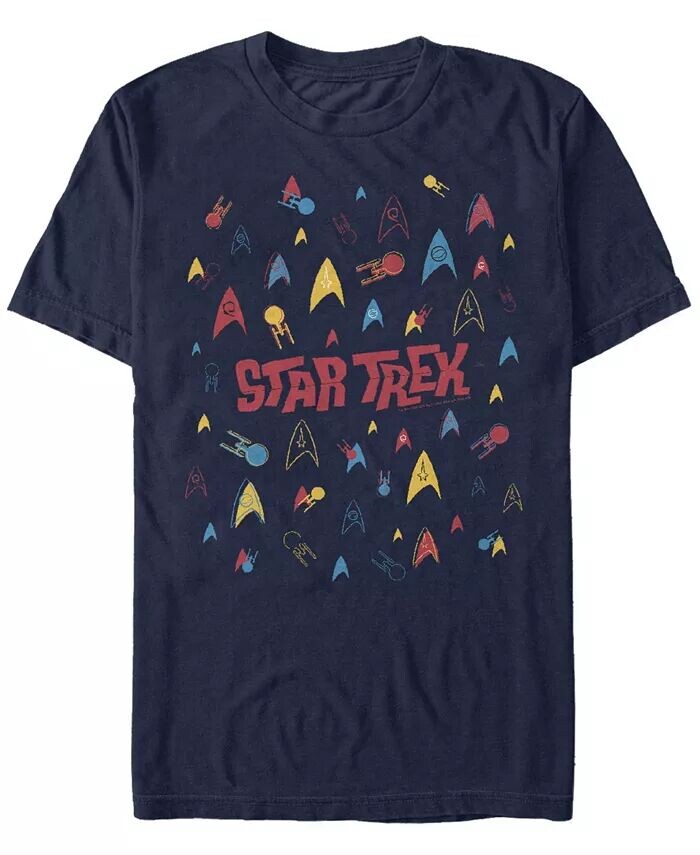 

Мужская футболка с коротким рукавом Star Trek The Original Series Retro Logo Confetti Fifth Sun, синий