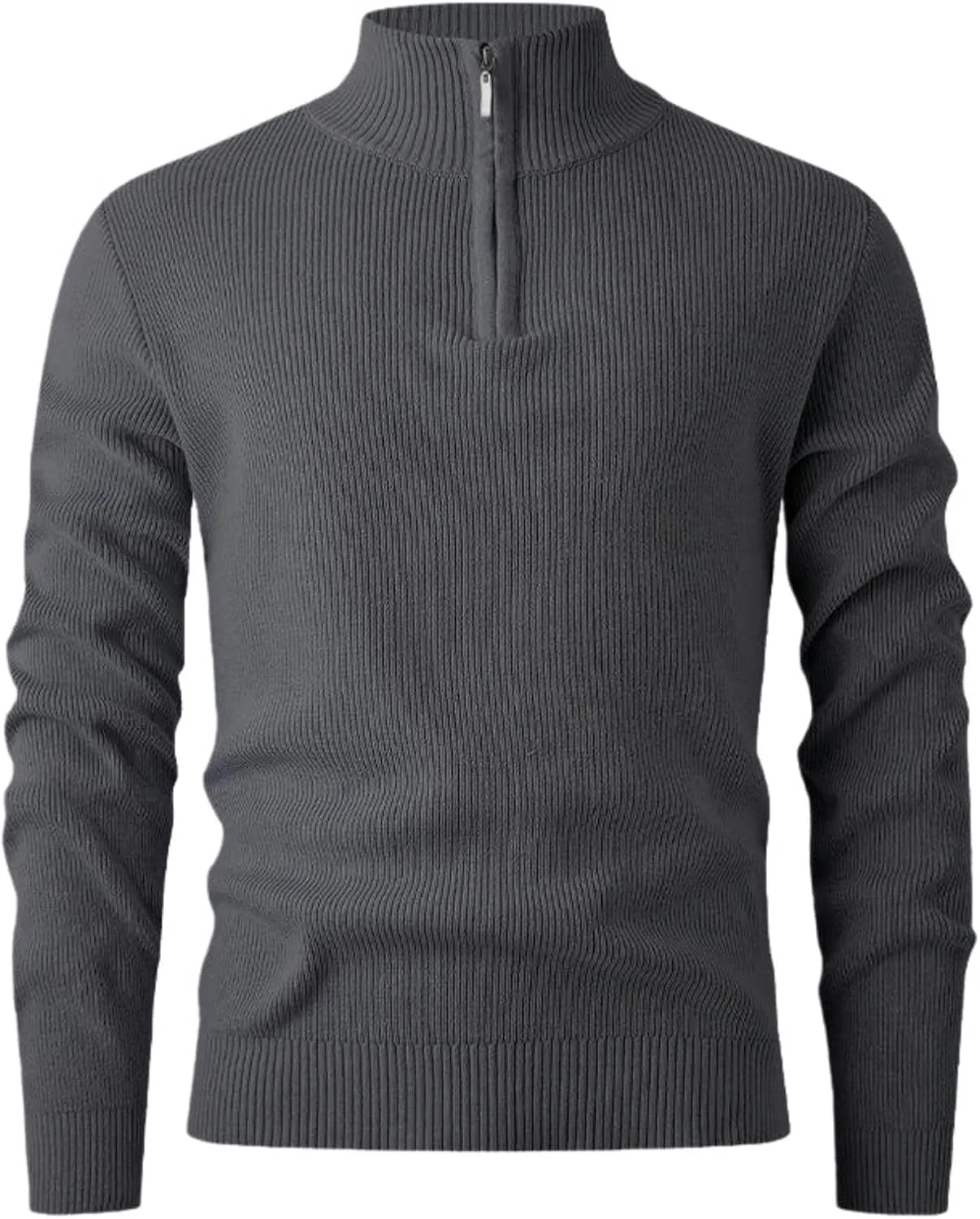 

Мужской повседневный свитер с воротником стойкой и полумолнией FOLKFOLD