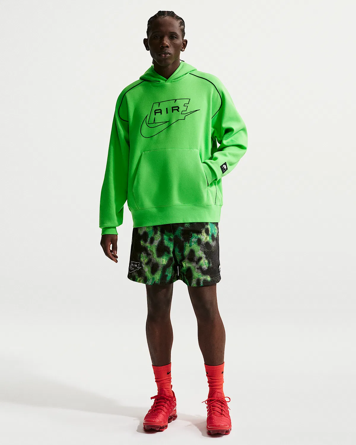 Мужская флисовая худи-пуловер Nike Air, Mean Green/Black — фото 4