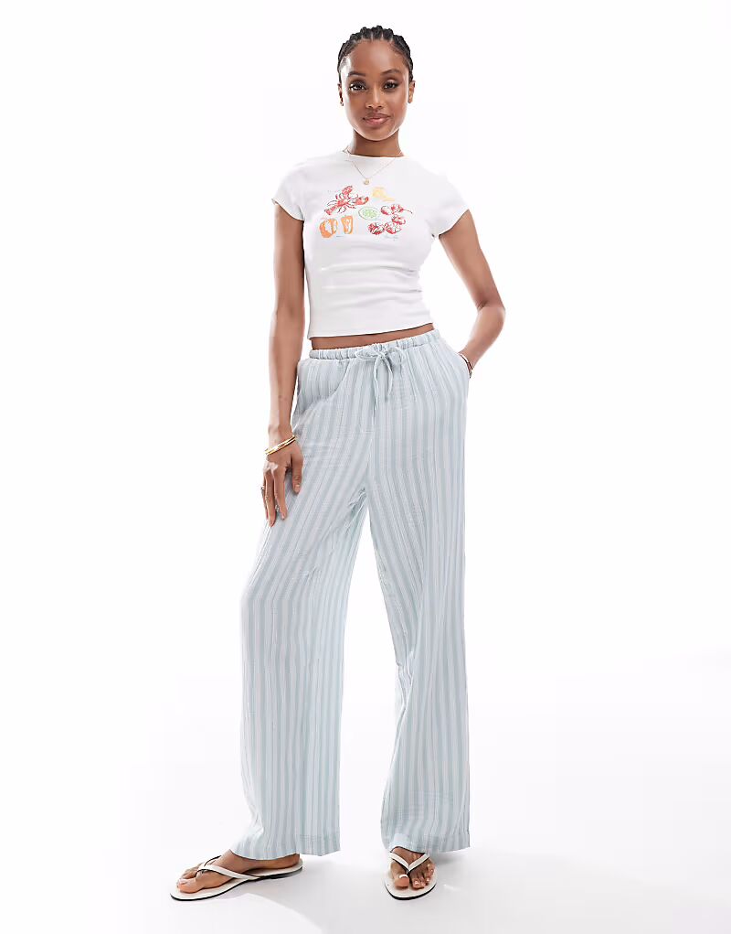 

Широкие брюки Vero Moda Tall из хлопка в зеленую полоску