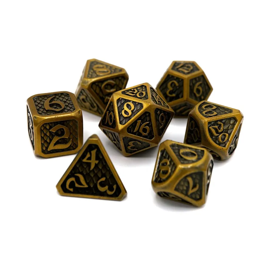 

Поли-набор - Дракона Элдрик Электрум (7), Metal Poly Dice Sets (Die Hard Dice)
