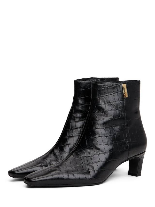 Кожаные ботинки-челси на низком каблуке с крокодиловым принтом Tommy Hilfiger, Black — фото 2