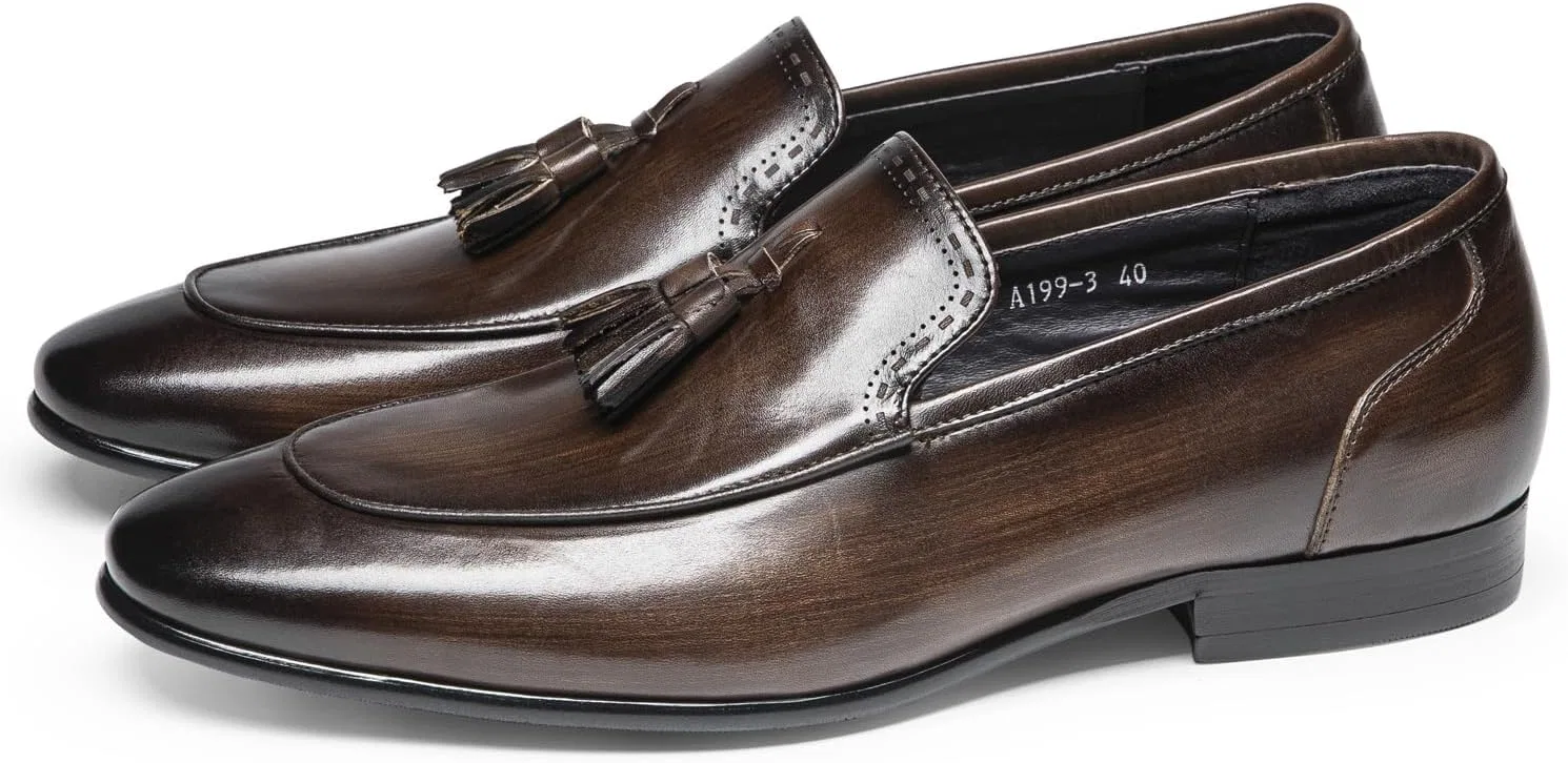 Мужские лоферы с кисточками из натуральной кожи, Dark Brown FIAVOM — фото 2