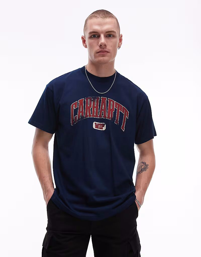 

Футболка с надписью Carhartt WIP lecture в темно-синем цвете