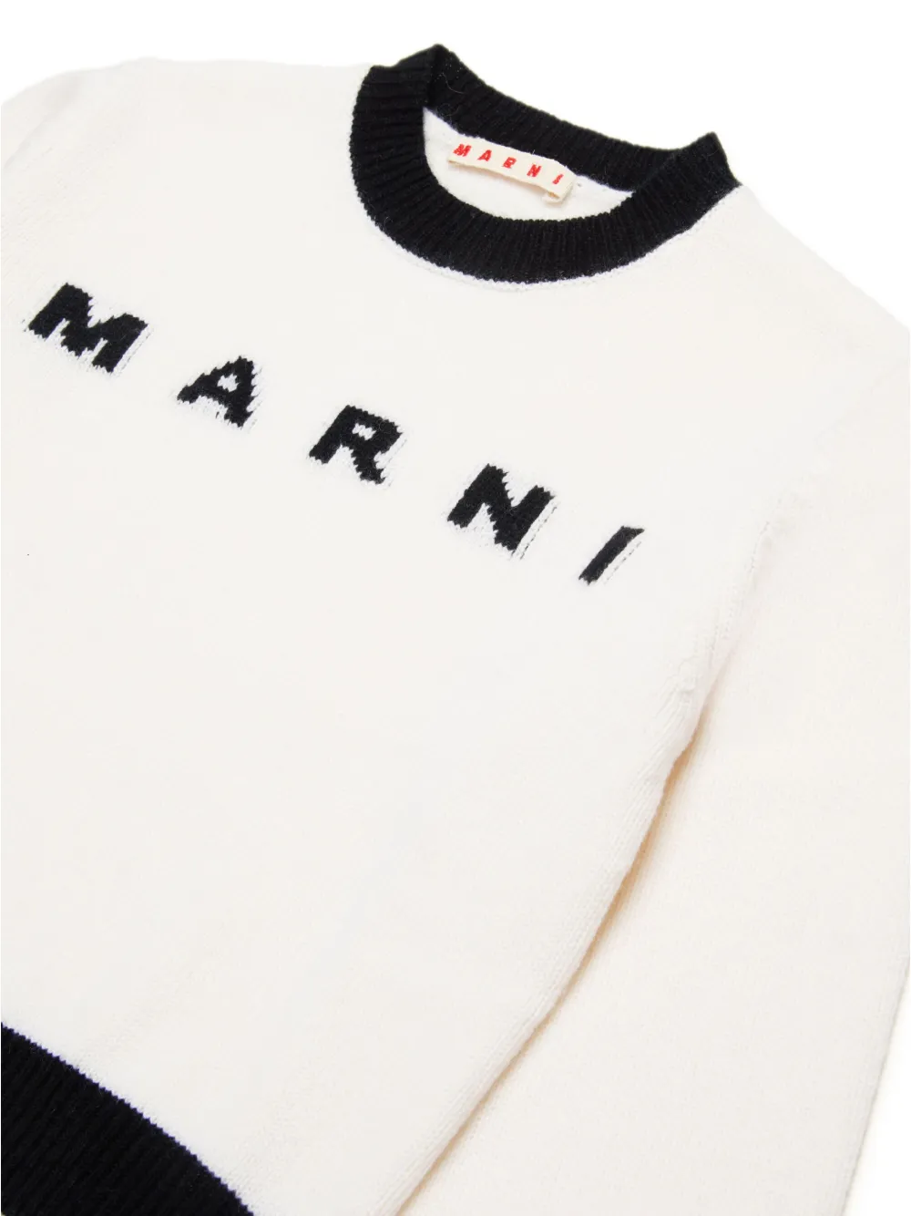 Джемпер вязки интарсия с логотипом Marni Kids, белый — фото 3