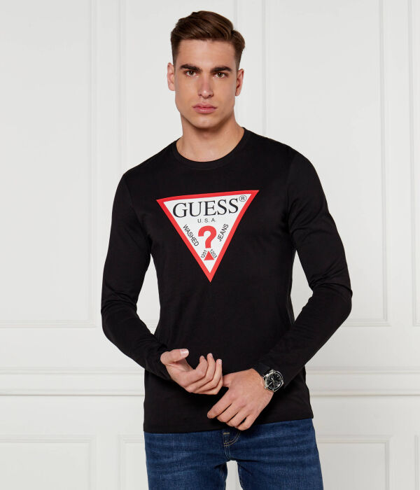 

Лонгслив Guess Jeans Slim Fit, черный