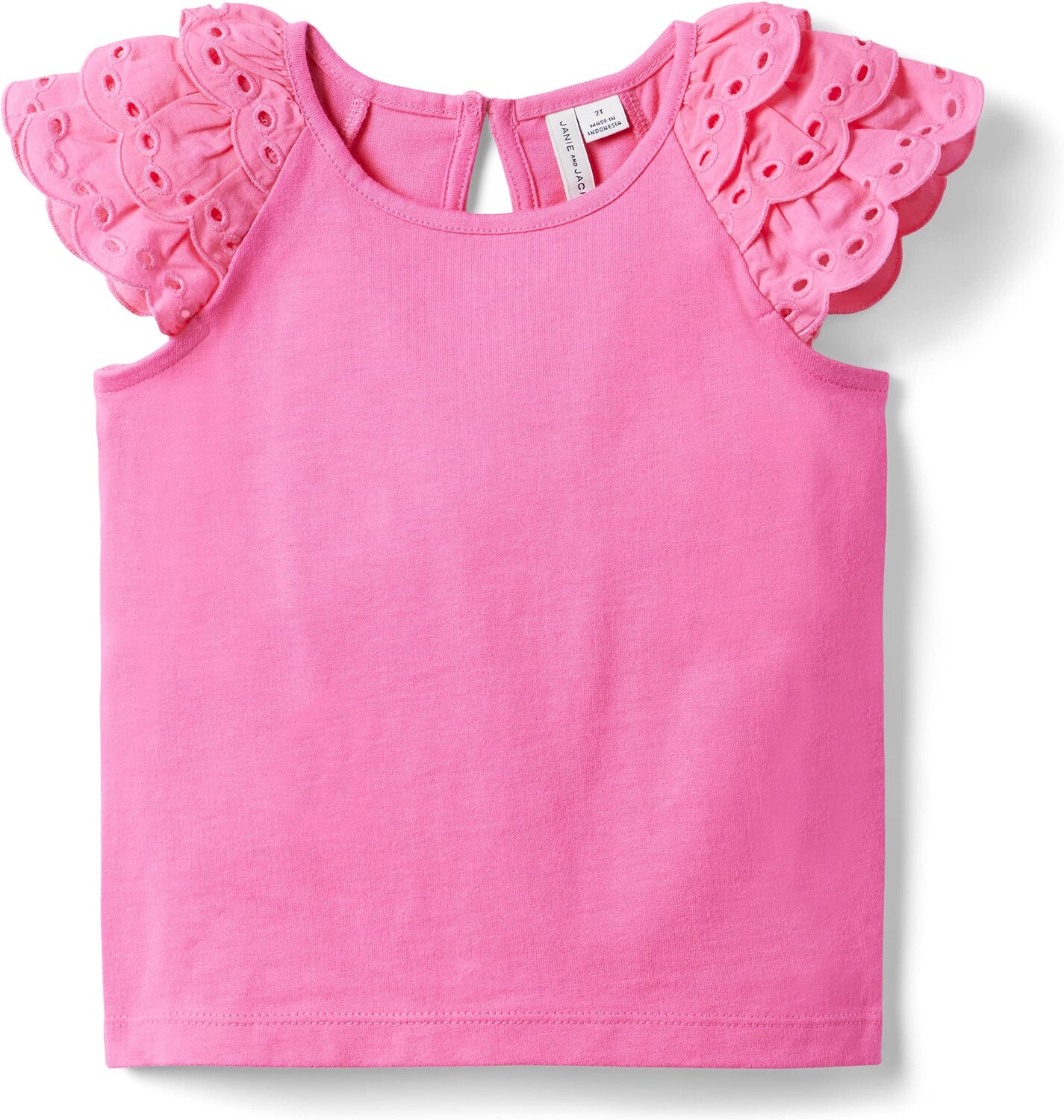 

Топ Janie and Jack Eyelet Sleeve Top, цвет Dark Pink