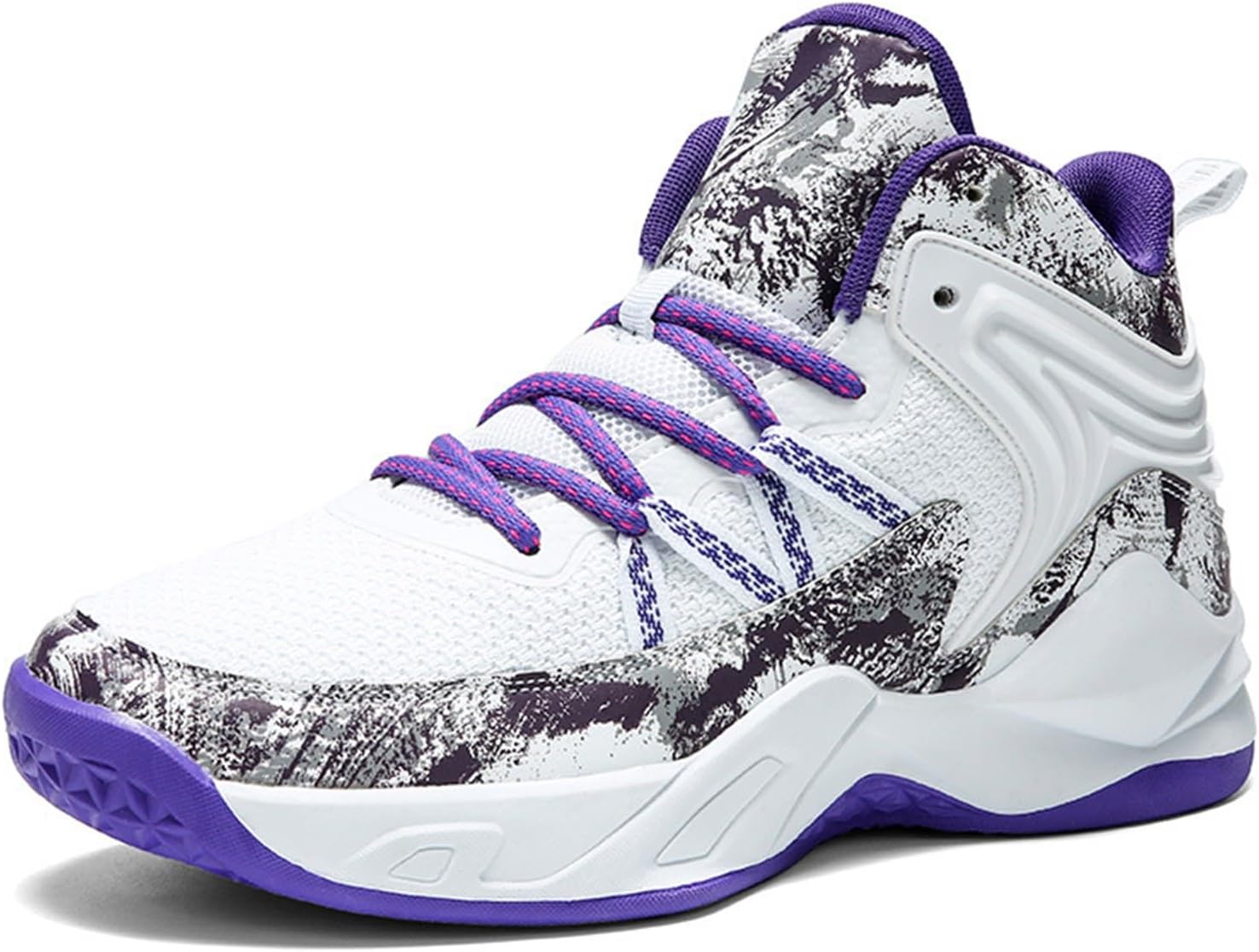 

Мужские баскетбольные кроссовки DHAEY для улицы, высокие, с поддержкой свода стопы, легкие модные баскетбольные кроссовки для мальчиков (Цвет: белый, размер: 6.5 женский / 5 мужской)