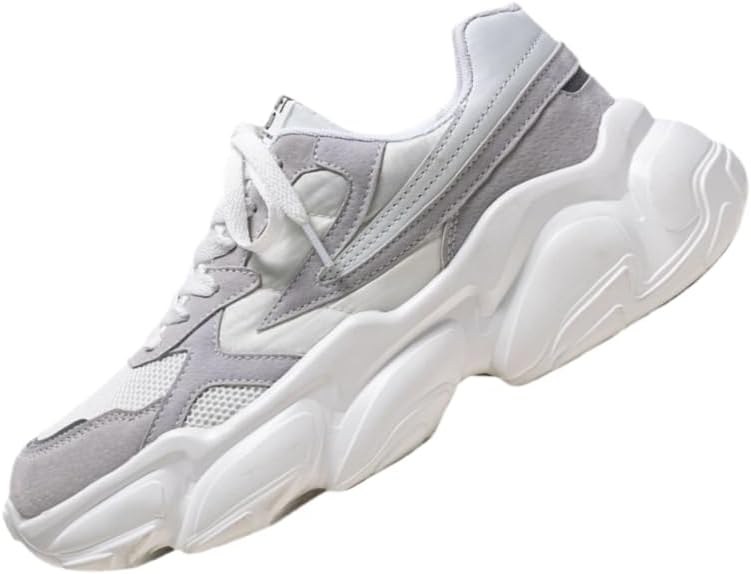 

Мужские дышащие спортивные кроссовки из сетки - удобные и модные, с толстой подошвой для увеличения роста, шнуровка, беговые кроссовки Hoalox, белый