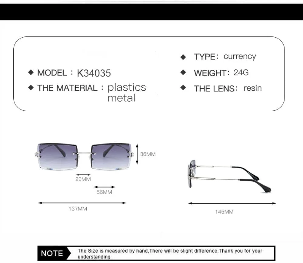 

LVTFCO Модные маленькие прямоугольные солнцезащитные очки, стильные женские и мужские, без оправы, для велоспорта, ретро, ​​защита от УФ-излучения UV400, C3gold Tea