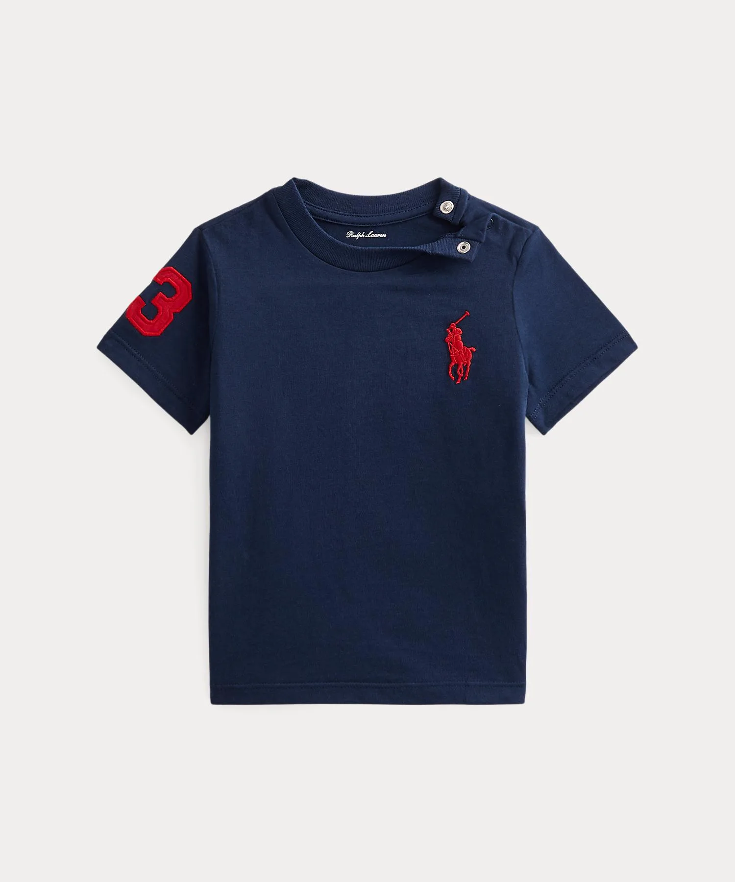 Детская футболка с вышивкой Big Pony POLO RALPH LAUREN CHILDRENSWEAR тёмно-синяя