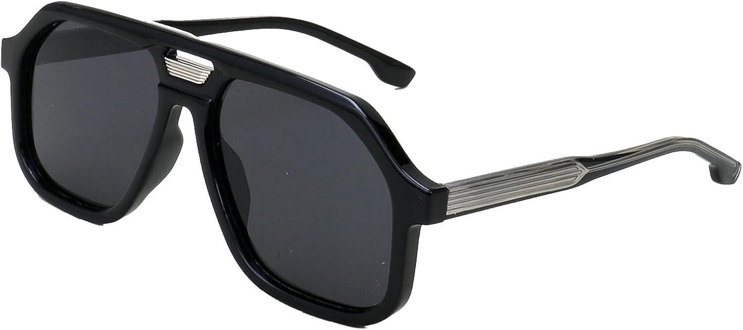 

Ретро-солнцезащитные очки-пилот большого размера для женщин и мужчин, поляризованные, модные винтажные, с двойной перемычкой, квадратной формы, защита от УФ-излучения mincl, C3