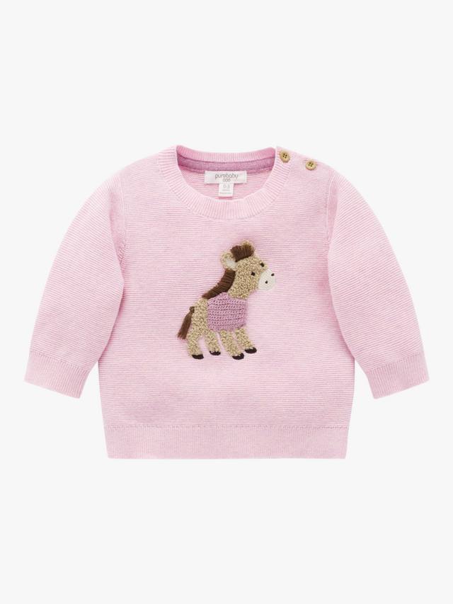 

Детский свитер из хлопка и шерсти с фермерским принтом Purebaby, Primrose Melange