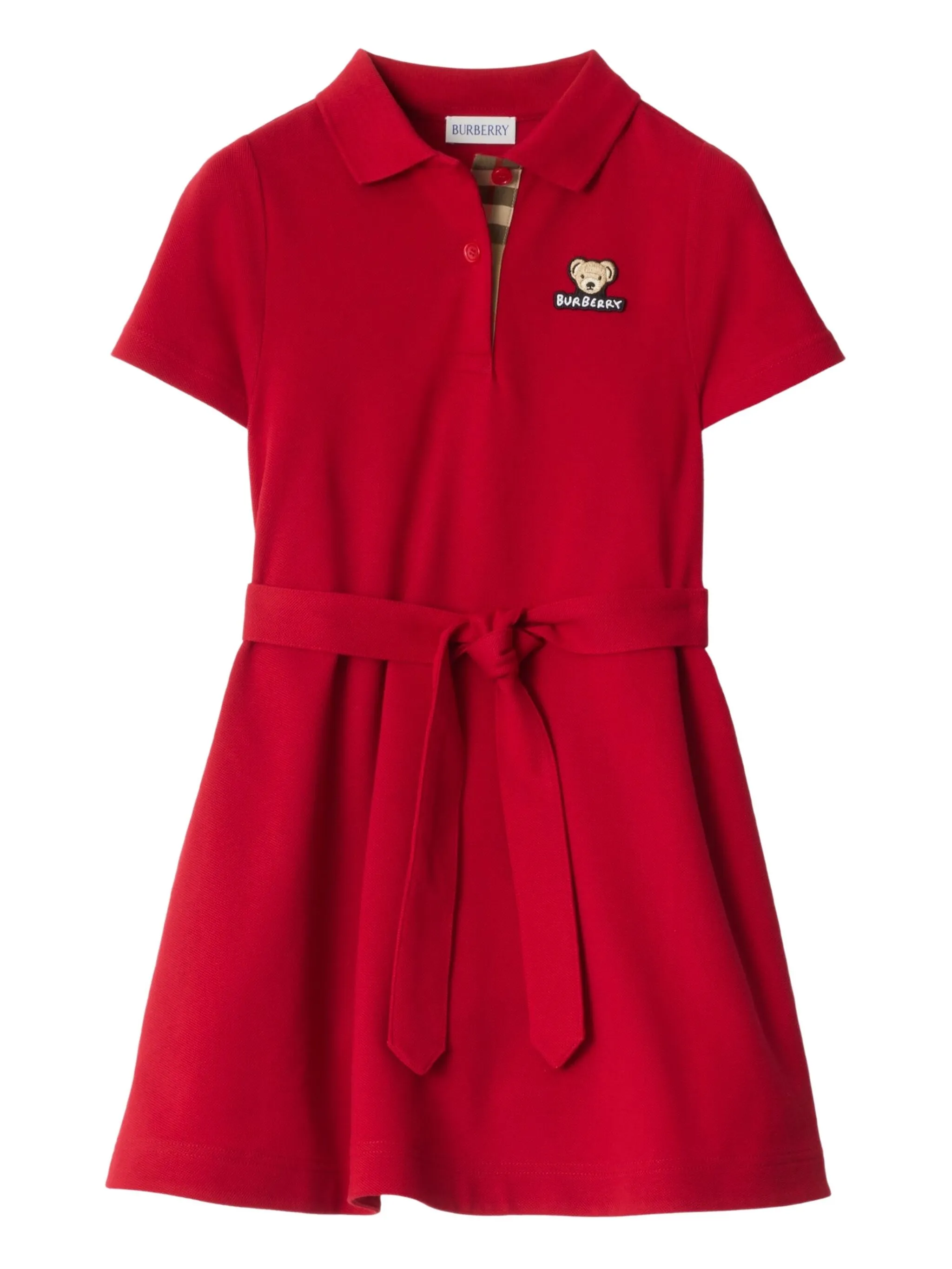 

Платье с воротником поло и нашивкой thomas bear Burberry Kids, красный