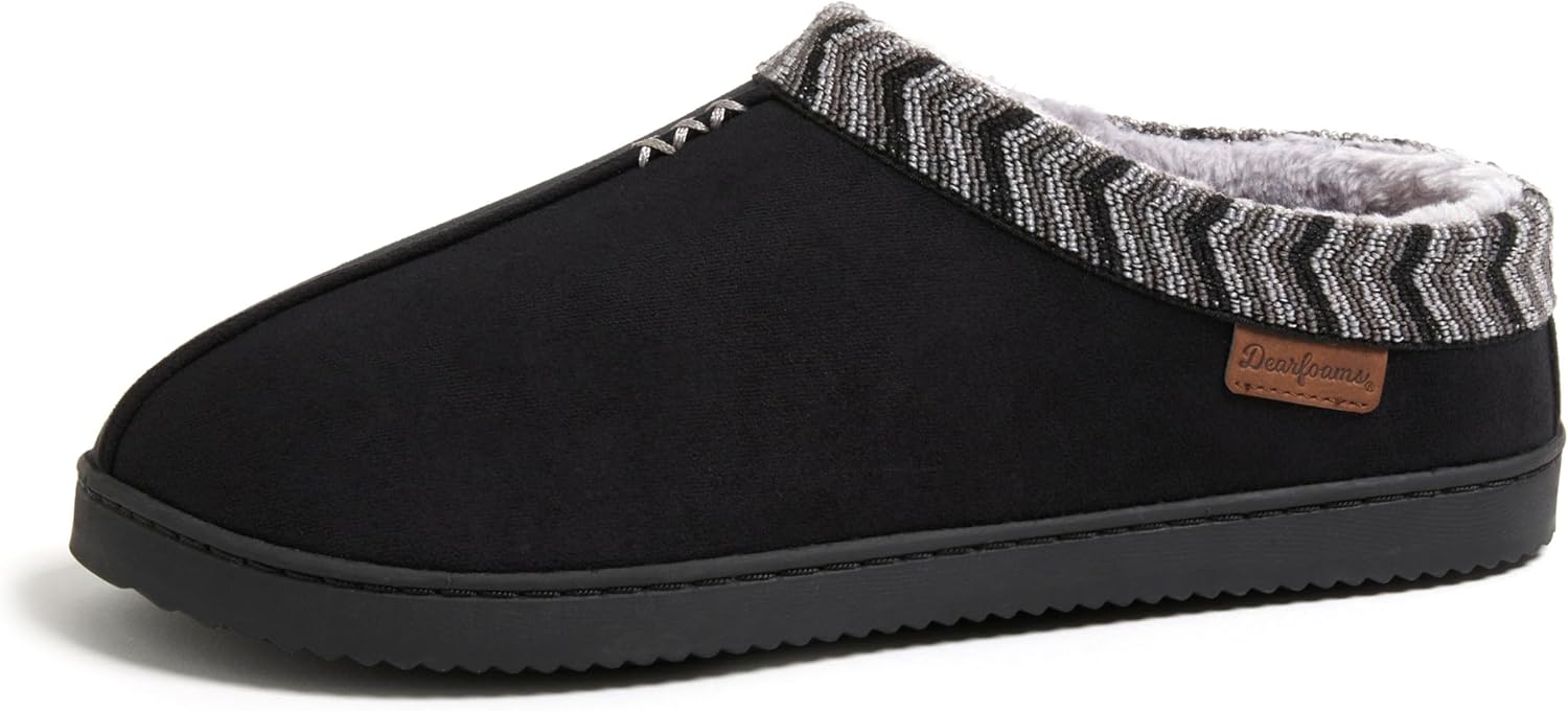 

Мужские сабо Dearfoams Warner с памятью формы для использования в помещении и на улице, черный