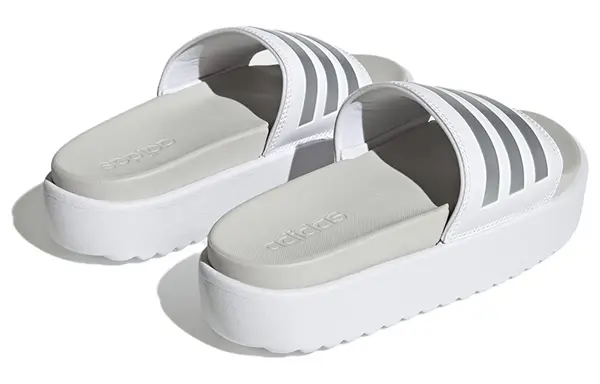 Тапочки adilette платформа слайд Adidas, белый — фото 4