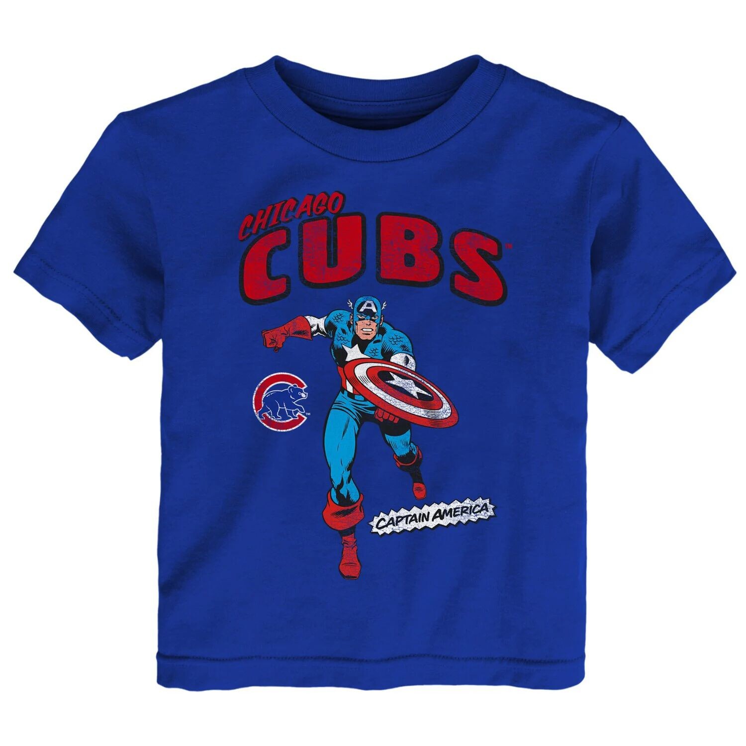 

Футболка для малышей Royal Chicago Cubs Team Captain America Marvel Outerstuff
