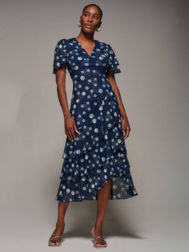 

Платье с кружевными рукавами-крылышками Jolie Moi, Navy Spot