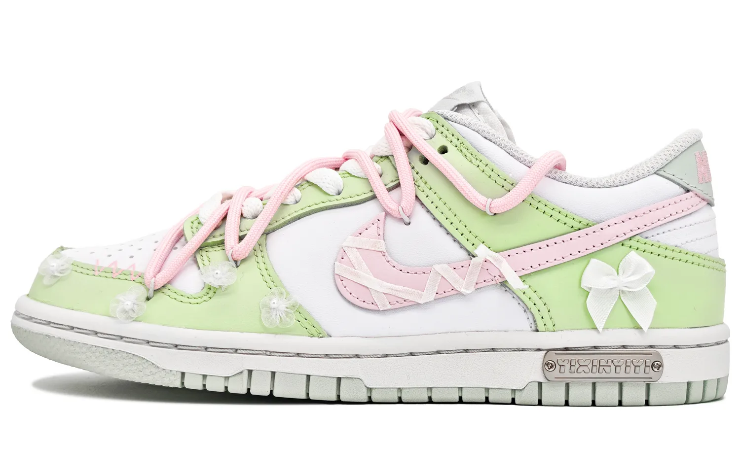Кроссовки Dunk Low Lotus Faith с устойчивостью к истиранию и скольжению, низкие, GS Nike, розовый зеленый — фото 3