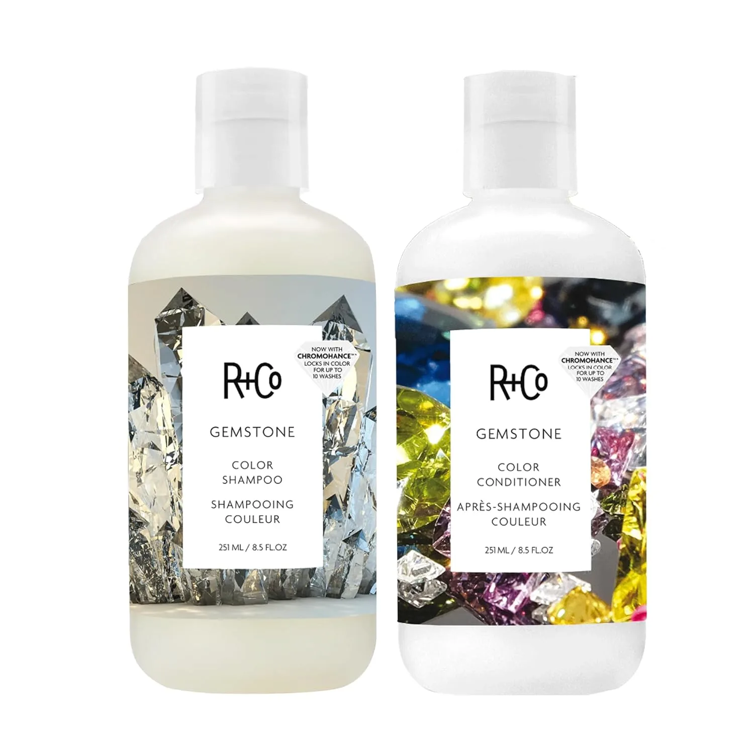 Набор шампуня и кондиционера r+co gemstone color для защиты цвета, увлажнения и блеска, 250 мл 251 мл (2 шт.)