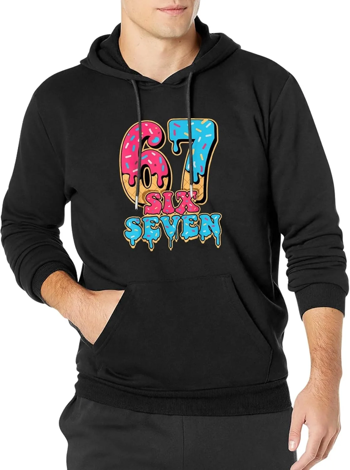 Мужской худи Six Seven Ice Cream Drip с длинным рукавом и карманом