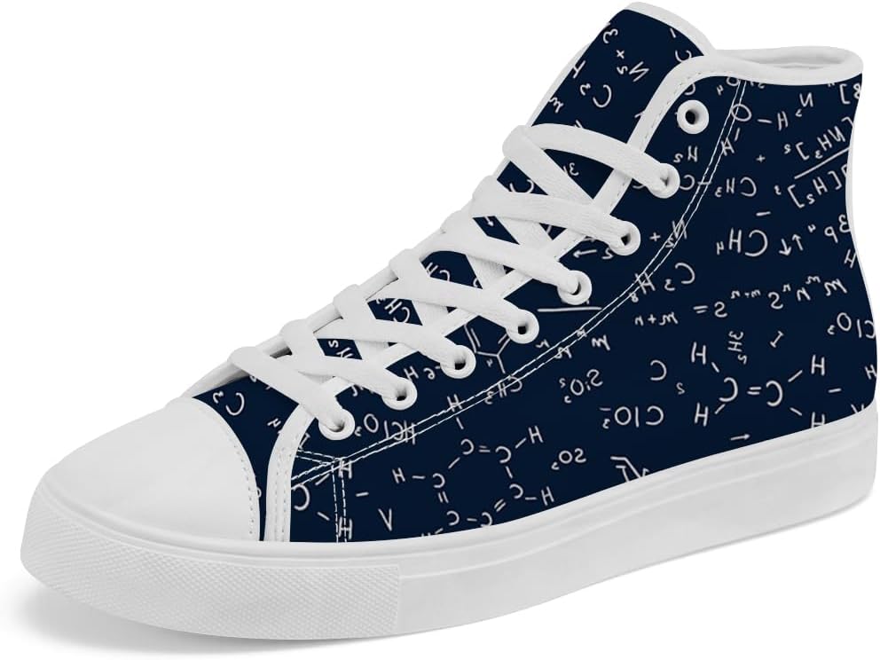 

Высокие кеды на холщовой подошве с химическими формулами для женщин и мужчин, шнуровка, повседневная обувь Chebing, синий