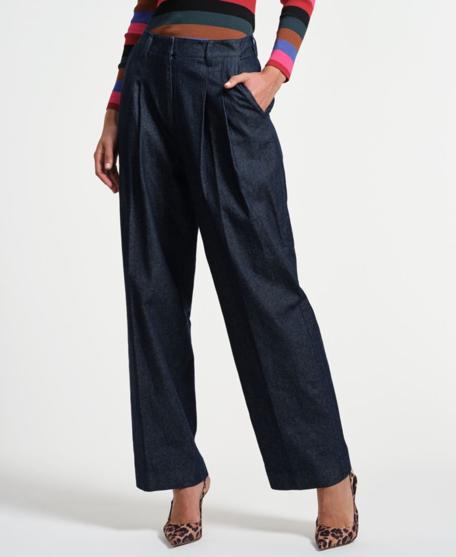 

Женские плиссированные джинсы с широкими штанинами Isaac Mizrahi, Indigo