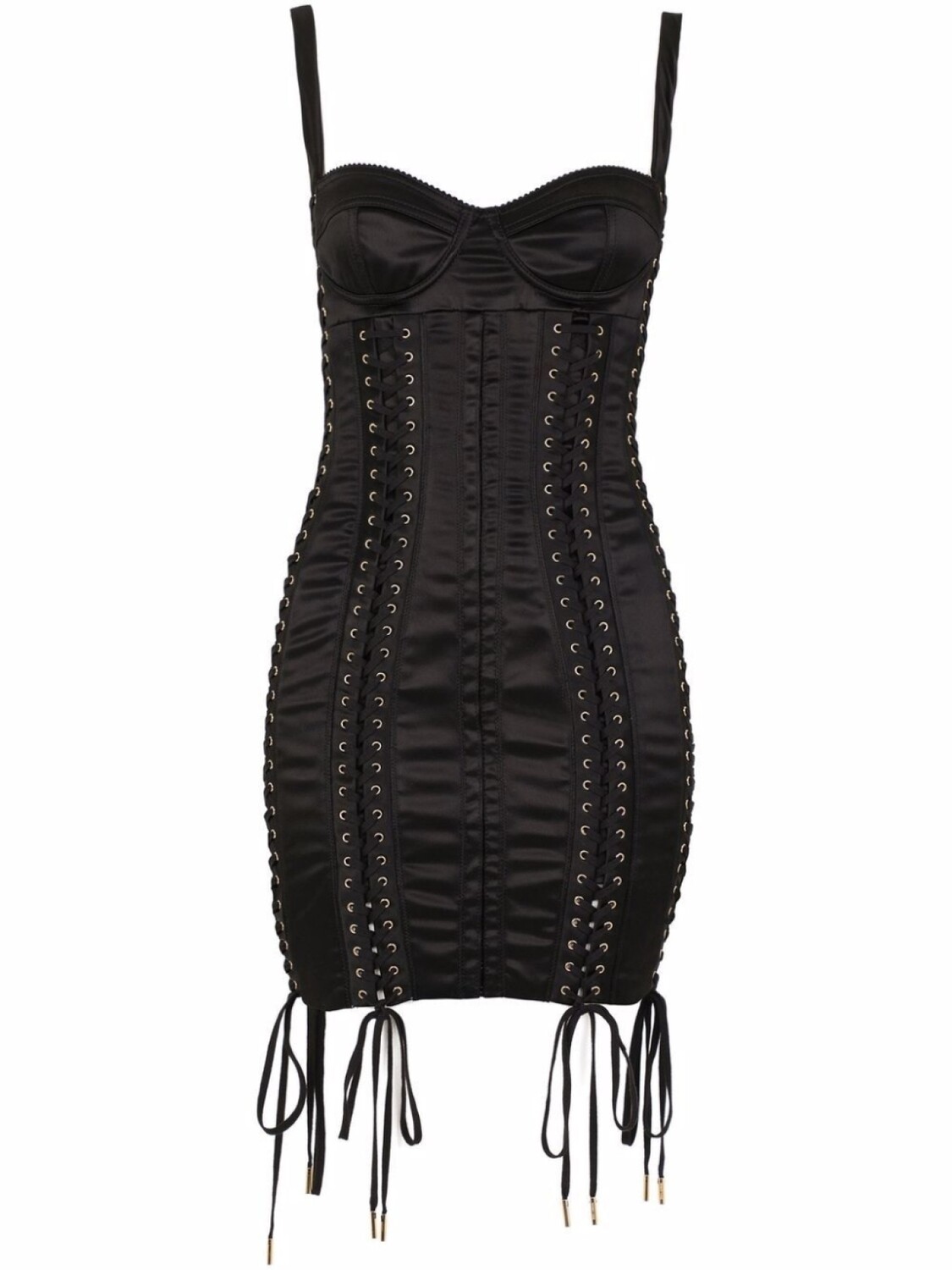

Dolce & Gabbana атласное платье мини со шнуровкой, черный
