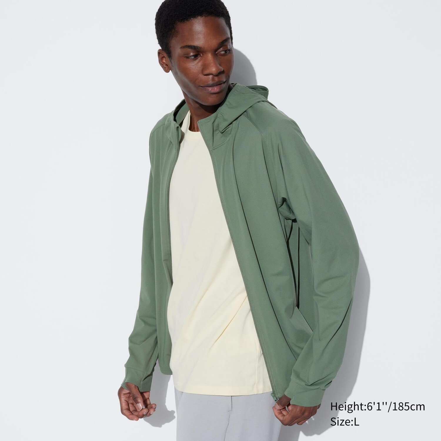 

Толстовка DRY-EX Ultra Stretch с капюшоном и молнией UNIQLO, зеленый