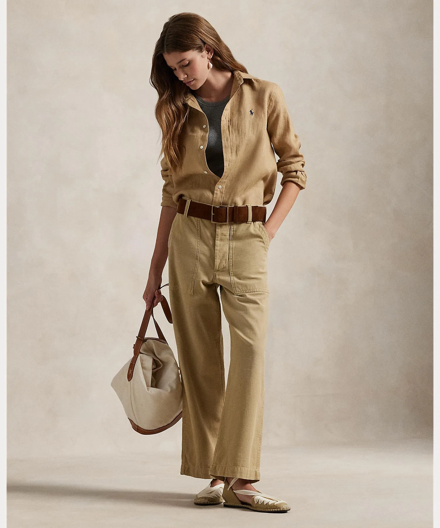 Женская рубашка POLO RALPH LAUREN Классическая модель из льна — фото 3