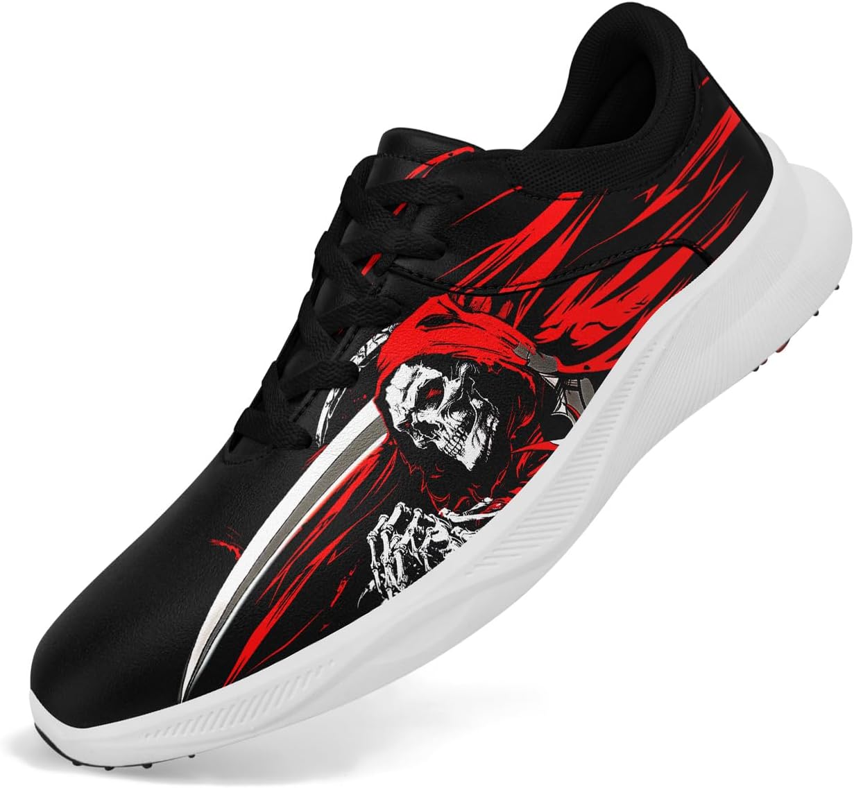 

Мужские гольф-кроссовки без шипов с автоматической вентиляцией подошвы, водонепроницаемые, стойкие к скольжению готико-панк рок стиль модные гольф-кроссовки для женщин Coolcustomize, красный