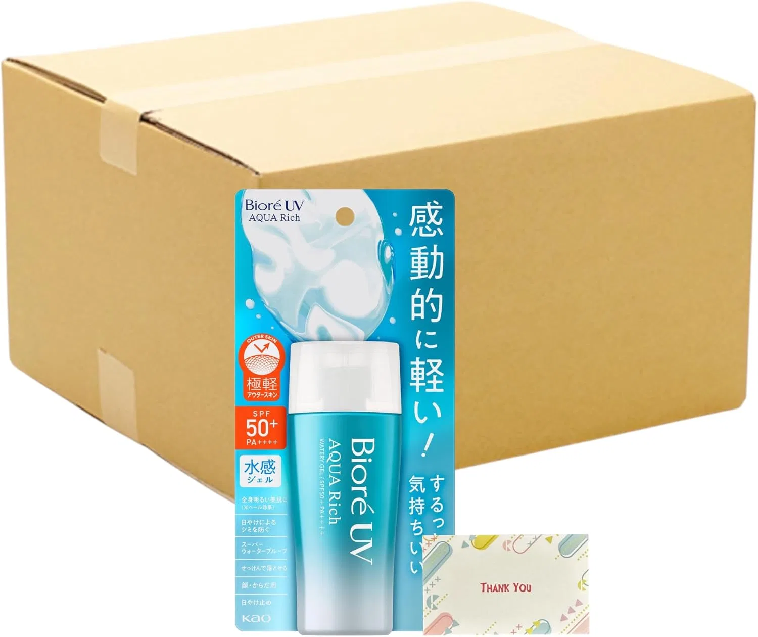 Солнцезащитный гель Biore UV Aqua Rich Water Gel SPF50+ PA++++ 70 мл, набор 24 шт Kunutonn