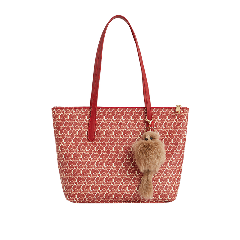 

COCOEVA Сумка-шоппер из ПВХ и ПУ, Lucky Red+Charm