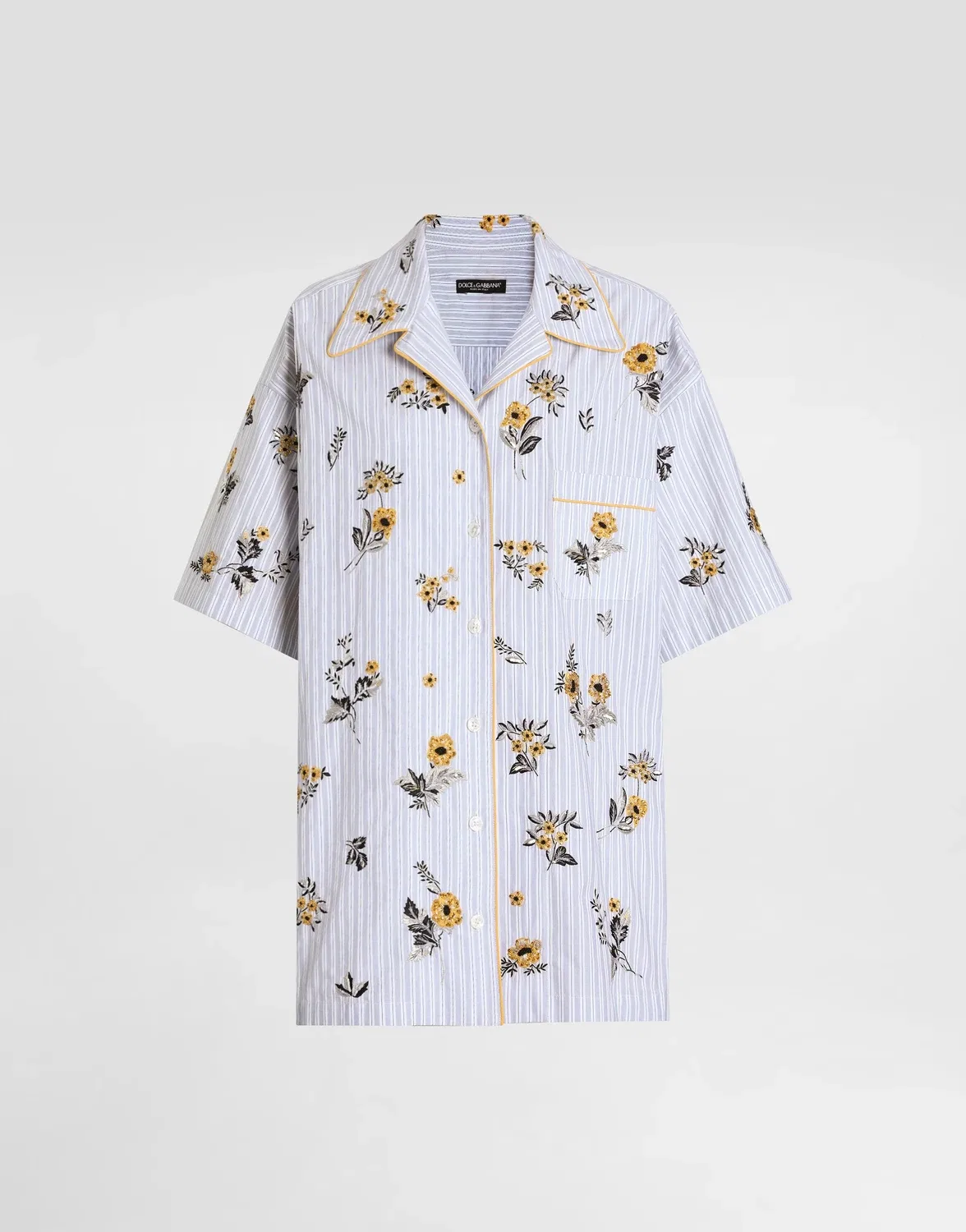 Рубашка из поплина с цветочной вышивкой DOLCE & GABBANA, белый