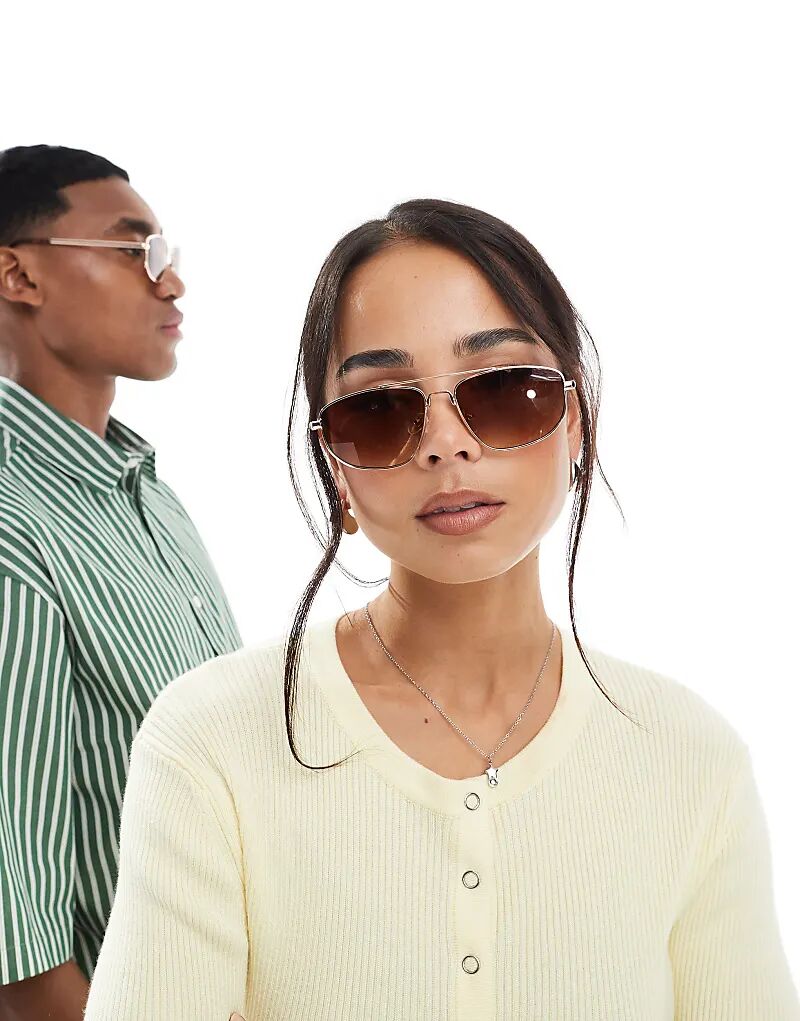 

Солнцезащитные очки-авиаторы AJ Morgan в тонкой металлической оправе золотого цвета