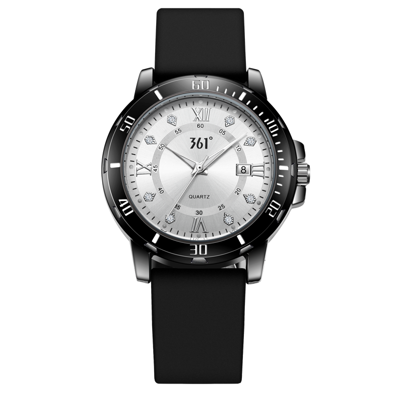 

361° Часы мужские с кварцевым механизмом, силиконовым ремешком и серебристым циферблатом