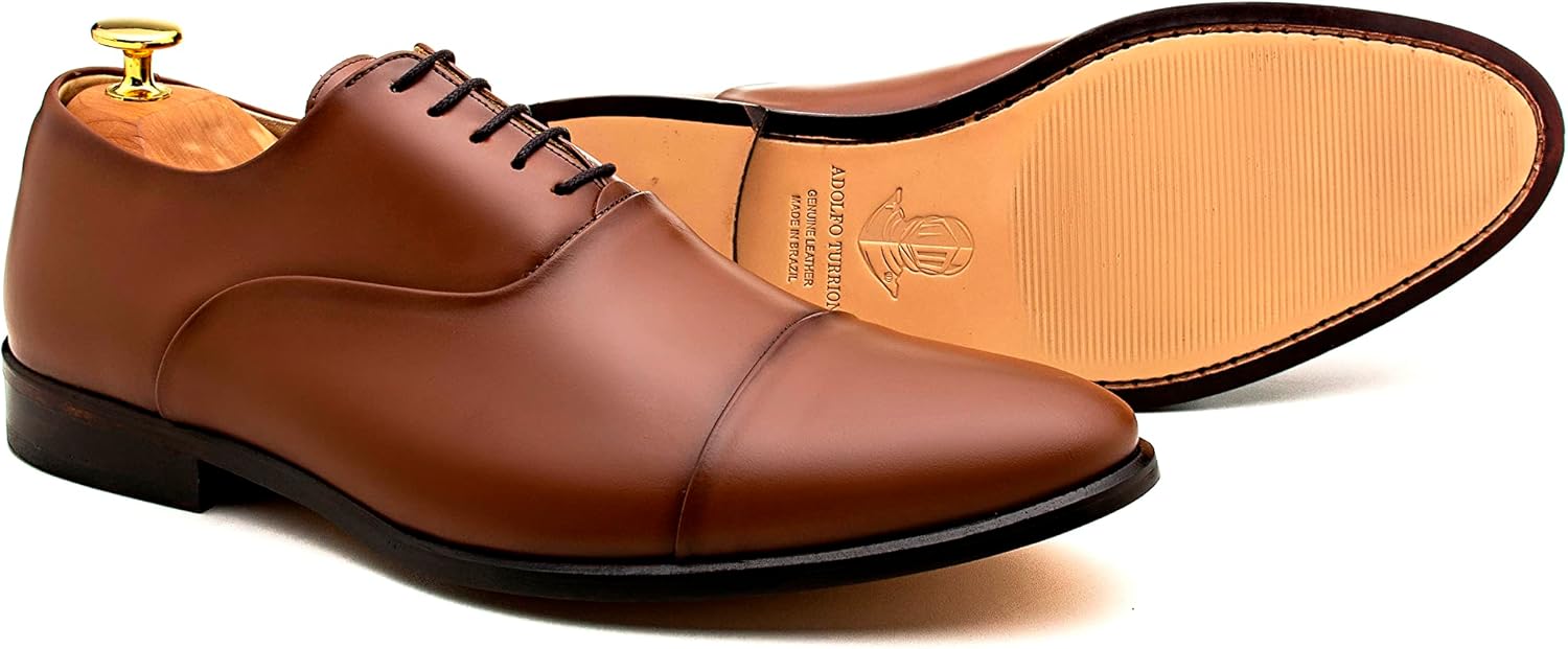 Классические кожаные туфли Oxford с перфорацией Cap Toe Cordoba Adolfo Turrion, Whiskey Brown — фото 3