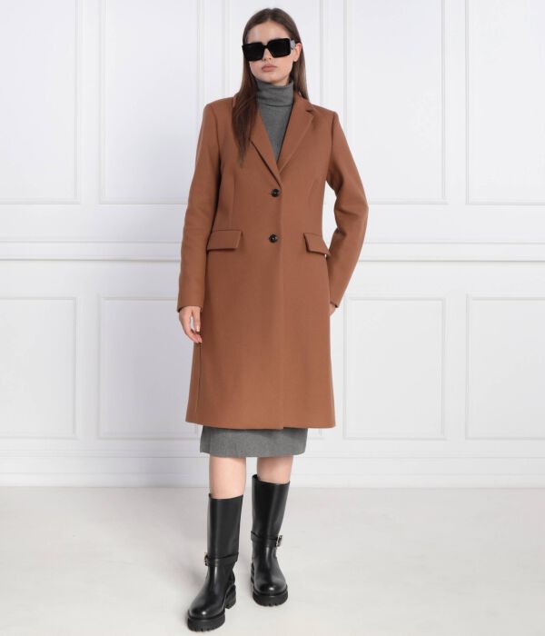 Пальто женское Tommy Hilfiger шерстяное с добавлением кашемира, коричневый — фото 3